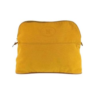 Herm&egrave;s Pre-owned Canvas Bolide Cosmetic Pouch - Dames - Pre-owned - Geel - Maat: ONE Size