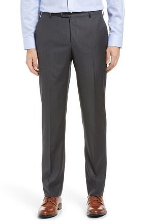Samuelsohn Honeyway Flat Front Pants in Charcoal at Nordstrom, Size 34 X R