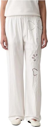 Stine Goya Wijde broek - Dames - Wijde Broeken - Beige - L - Katoen - Broeken