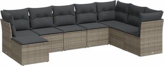 vidaXL Vidaxl - Set De Sof&aacute;s De Jard&iacute;n 8 Pzas Y Cojines Rat&aacute;n Sint&eacute;tico Gris