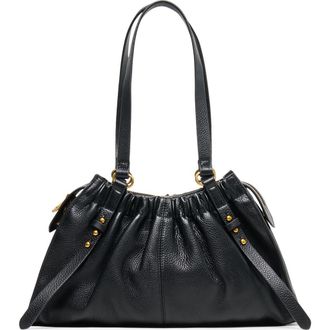 Dolce Vita Sloan Ruched Leather Shoulder Bag in Black at Nordstrom