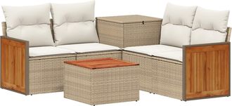 vidaXL Juego De Sof&aacute; 6 Uds. Beige Y Blanco Crema Vidaxl