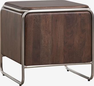 Sklum Pack De 2 Mesitas De Noche 45x45 Cm En Madera De Acacia Y Acero Inoxidable Altrex Sklum