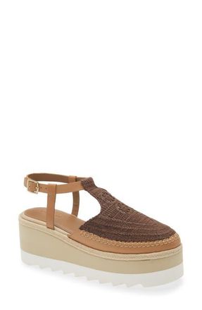 Free People Morning in Mykonos Platform Wedge in Oak Combo at Nordstrom, Size 6.5