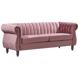Vente-Unique Vente-unique - Divano Chesterfield 3 posti in Velluto Rosa antico - trumbo