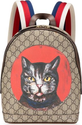 Gucci Beige Brown Multi-Color Pvc Leather Backpack (Pre-Owned)