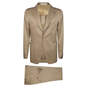 Tagliatore Single Breasted Suits, male, Beige, Size: XL Abito Lana Cotone Monopetto