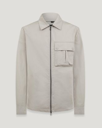 Belstaff Drome Overshirt Mens Cotton Gabardine Cement Grey Size M
