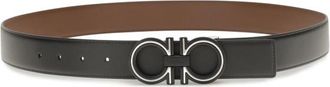 Ferragamo Black Solid Reversible Belt