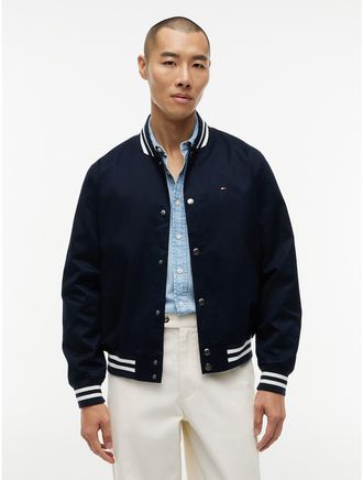 Tommy Hilfiger Mens Water-Repellent Flag Logo Varsity Jacket - Navy - XXXL