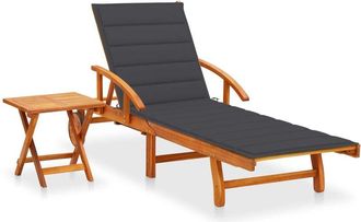 vidaXL Tumbona De Jard&iacute;n Con Mesa Y Coj&iacute;n Madera Maciza De Acacia Vidaxl