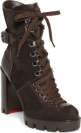 Christian Louboutin Macademia Combat Boot in Cafe/Dark Brown at Nordstrom, Size 10.5Us