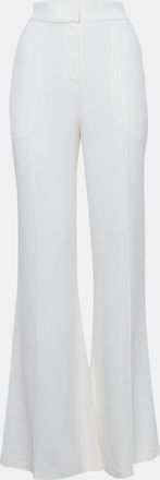 Elie Saab White Crepe High-Rise Flared Trousers