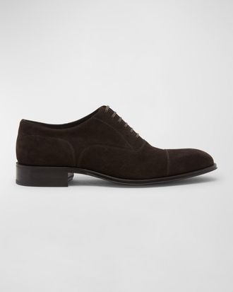 Tom Ford Mens Clayton Cap Toe Suede Oxfords