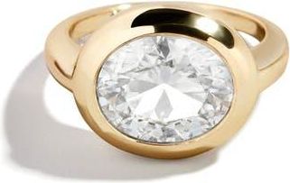 BaubleBar Birthstone Oval Cubic Zirconia Ring in Clear at Nordstrom, Size 6