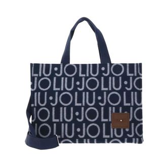 Liu Jo Tote Logo Allover - Dames - Tassen - Blauw - Maat: ONE Size Poliester