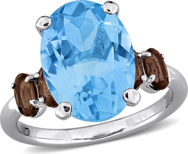 Mimi & Max 8 1/3ct TGW Sky Blue Topaz and Smokey Quartz Ring in ...