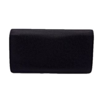 Louis Vuitton Black Leather Long Wallet (Bi-Fold) (Pre-Owned)