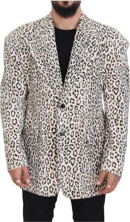 Dolce & Gabbana Elegante Witte Blazer Slim Fit - Heren - Blazers - Wit - L - Katoen - Jassen