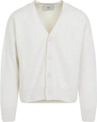 Ami Oversized Cardigan met Geborduurd Logo - Heren - Vesten - Wit - XL - Truien & Vesten
