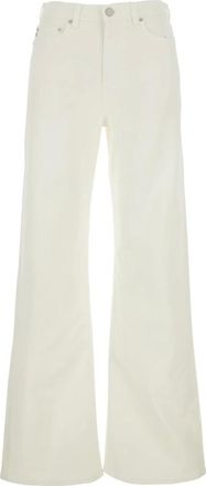 AG - Adriano Goldschmied Jeans, Dames, Wit, W27, Denim, Witte Jeans met Riemlussen en Logopatch aan de Achterkant in Denim Dames