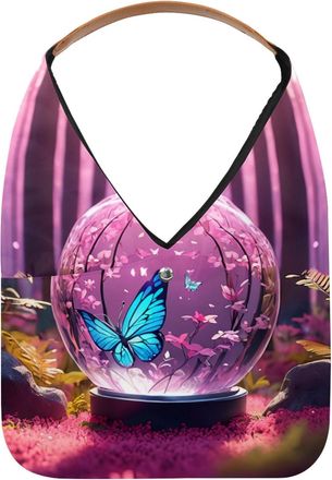 Generic Butterfly Crystal Ball Reusable Lightweight Grocery Bags - Foldable Into Compact Pouch, Washable & Sturdy, Multipurpose for Shopping and Travel