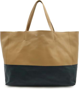 Celine Dark Beige Dark Navy Leather Shoulder Bag Tote Bag (Pre-Owned)