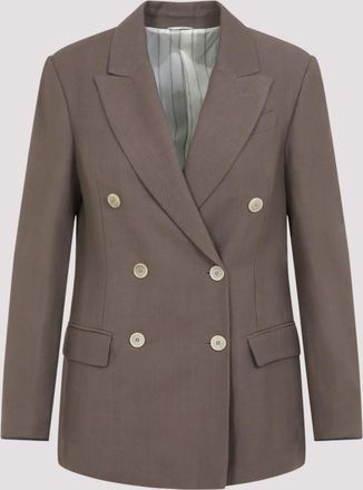 Brunello Cucinelli Brown Viscose Double-breasted Blazer