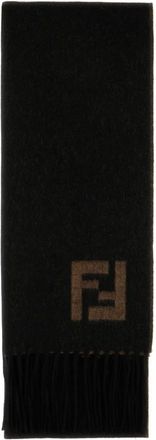 Fendi Accessoires, Heren, Zwart, ONE Size, Wol, Wollen en Kasjmier Sjaal