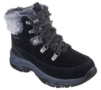 Skechers Womens Trego Snow Worries Hiking Boot, Black Suede/Duraleather/Faux Fur, 6.5 UK