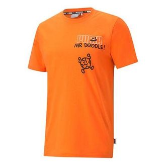 Puma x Mr Doodle RELAXED TEE Printing Short Sleeve Flame Orange 598649-97