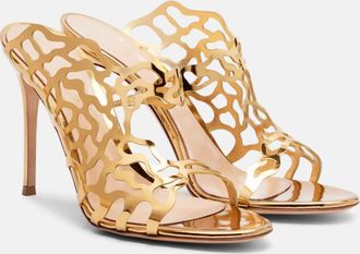Gianvito Rossi 95 metallic leather mules