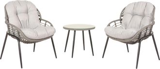 Hhg Hhg - Set De Polirrat&aacute;n 952, Set De Balc&oacute;n Set De Jard&iacute;n Grupo De Asientos Silla Mesa Auxiliar, Gris, Tapicer&iacute;a Gris Claro