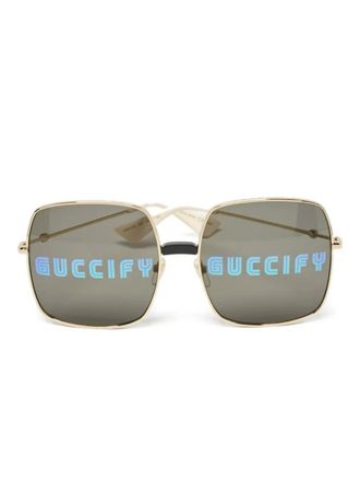 Gucci Zonnebril met vierkant montuur - Goud