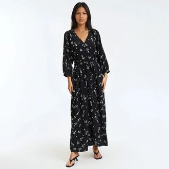 La Redoute Collections Wijde jurk met bloemenprint, lang, 3/4 mouwen