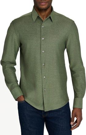 Brooklyn Brigade Solid Mapleton Luxe Cross Dyed Long Sleeve Shirt in Olive at Nordstrom, Size Xx-Large