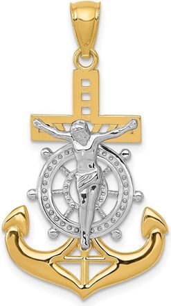 Diamond2Deal 14k Yellow Gold Rhodium Polished Mariners Crucifix Pendant