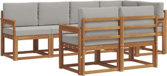 vidaXL Conjunto De Sof&aacute;s De Exterior 7 Uds. Gris Natural Y Claro Vidaxl