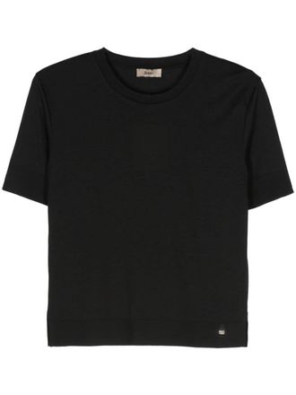 Herno Fijngebreid T-shirt - Zwart