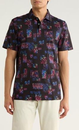 Bugatchi Abstract Knit Polo in Heathered Black at Nordstrom Rack, Size Xx-Large