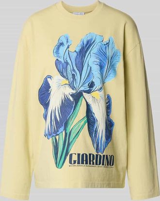 Topshop Longsleeve mit Motiv-Print und Rundhalsausschnitt in Hellgruen Melange, Gr&ouml;&szlig;e XS