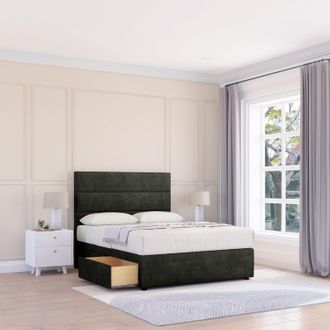 Sloomy Texas Dumfries Bed Set With No Drawers Mattress & 26 Headboard in Black | Size: Small Single