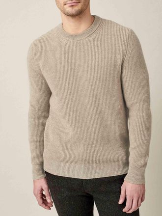 Luca Faloni Camel Beige Cashmere (4-Ply) Crew Neck