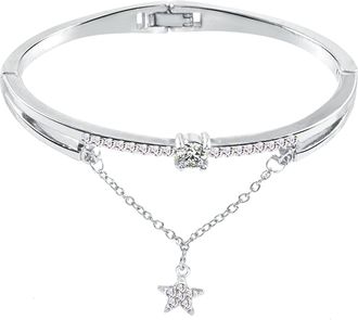 Generic Metal Bangle Bracelet with Shiny Star Charm Anniversary Birthday Jewelry Gifts for Women Convenient and Attractive Multicoloured