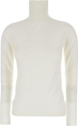 Max Mara White Solid Turtle Neck Sweater