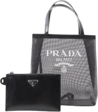 Prada Pre-owned Tote Bags, female, Gray, Size: ONE SIZE Pre-owned Rete Paillettes Patent Leather Mesh Tote Bag