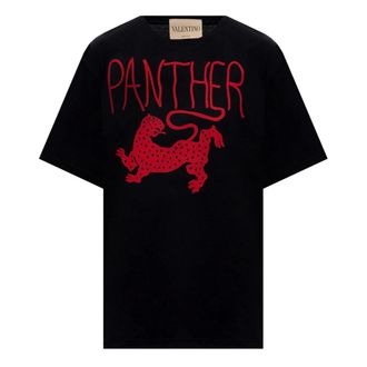 Valentino T-Shirts, female, Black, Size: XS Printed Cotton T-Shirt