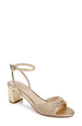 Badgley Mischka Pretty Ankle Strap Sandal in Gold Textile at Nordstrom, Size 8.5