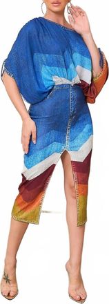 Ariel Chic Slit Skirt Set In Multi