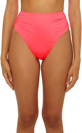 Trina Turk Monaco High Waist Bikini Bottoms in Coral at Nordstrom, Size 10